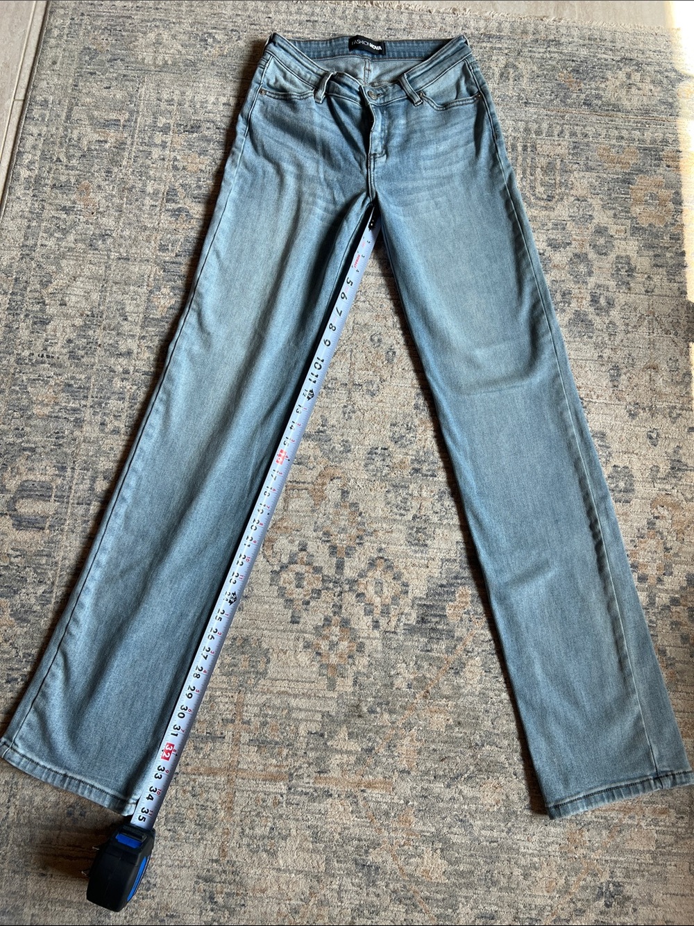 Fashion Nova Washed Blue Straight Leg Jeans